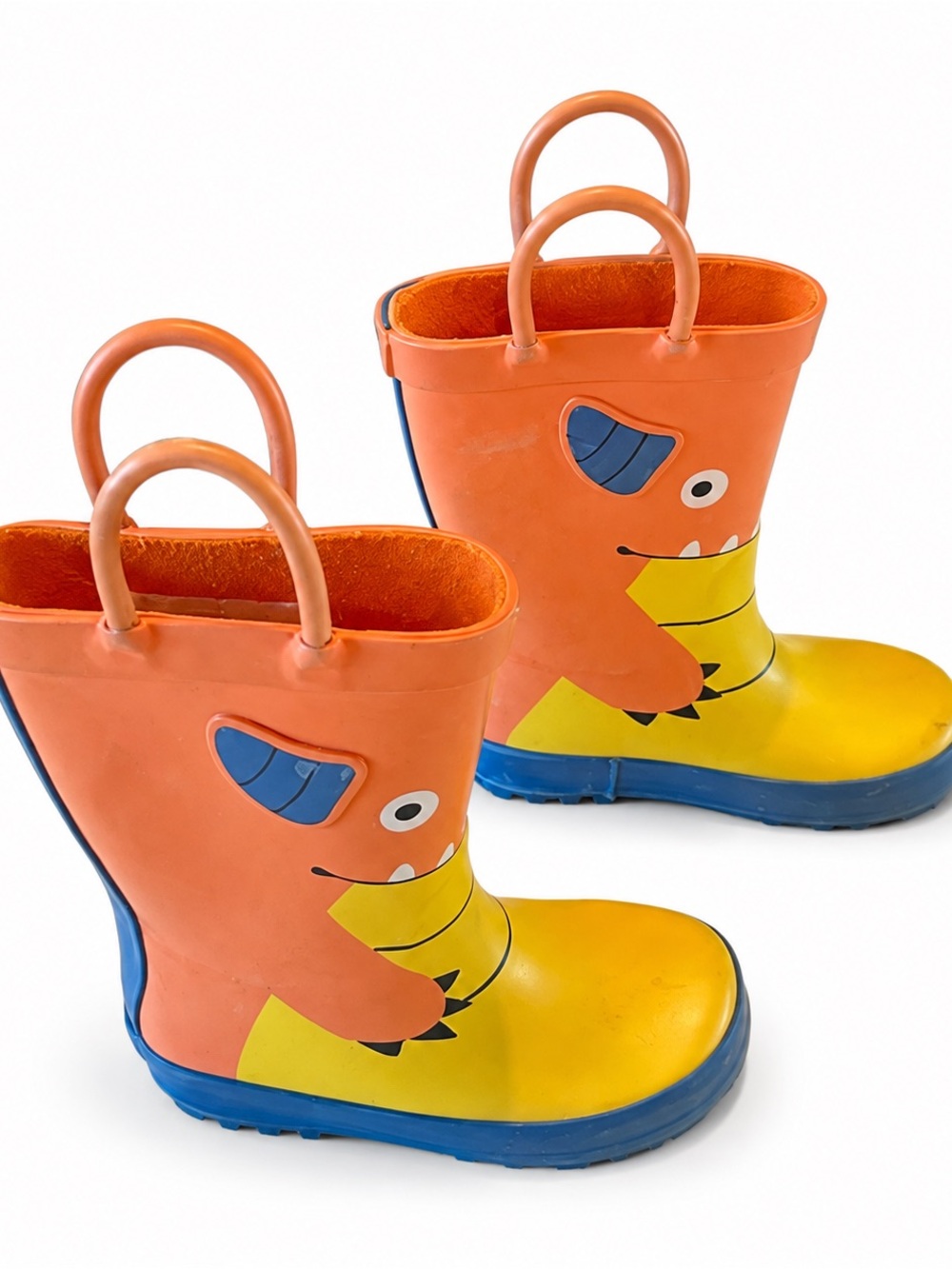 Cat & Jack Kids Orange Monster Waterproof Rain Boots Size 7